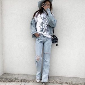 Western Gringa Split Hem Jeans